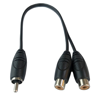 RCA MALE PLUG TO 2 X RCA FEMALE SOCKETS WITH 300MM LEAD