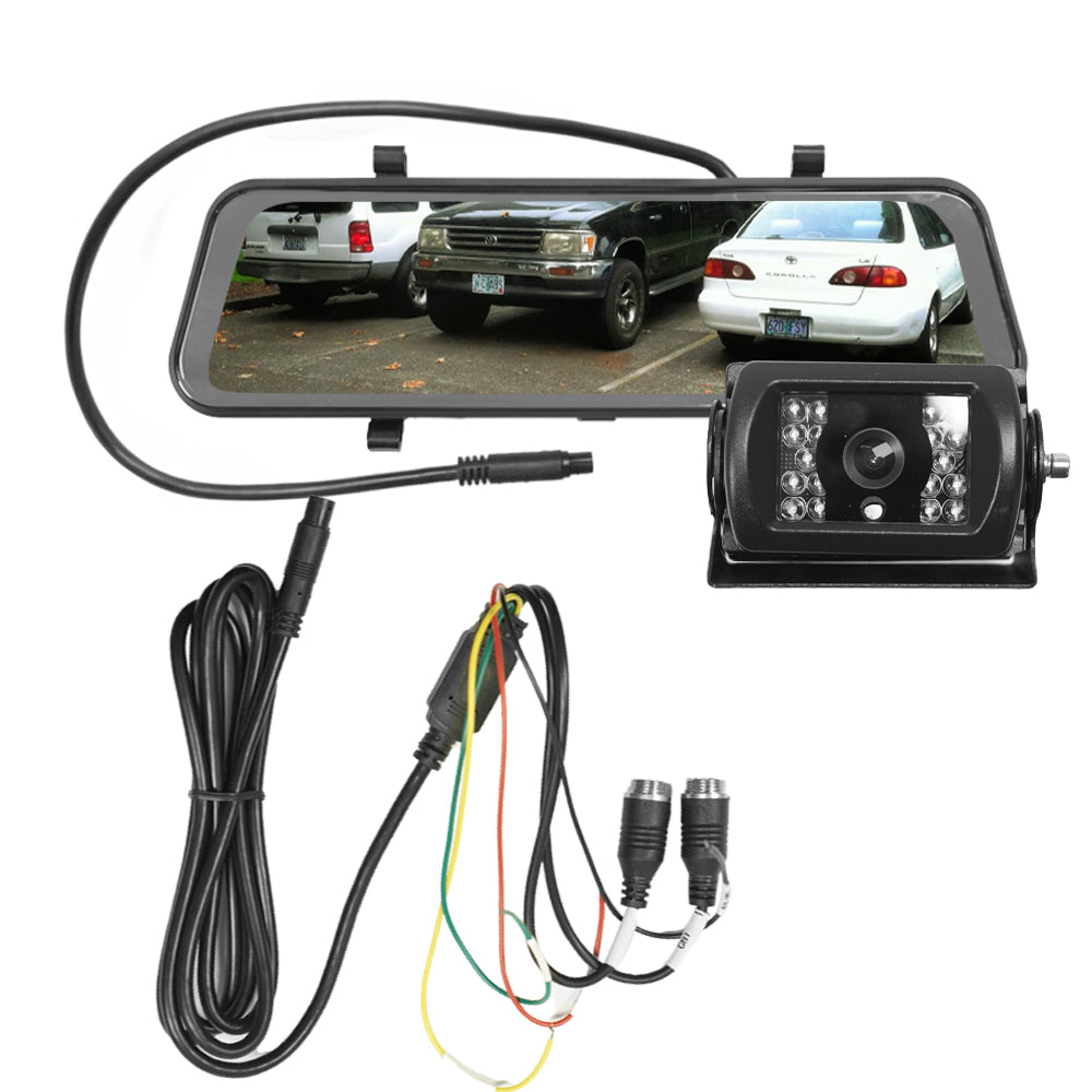 AVS 8.8" AHD 720P CLIP ON REAR VIEW FULL SCREEN MIRROR KIT WITH AHD HEAVY DUTY CAMERA