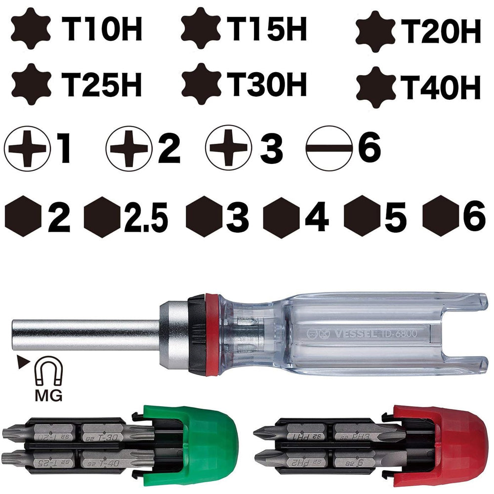 VESSEL TD-6816MG RATCHET SCREWDRIVER 16PC