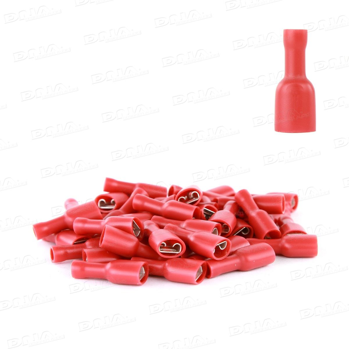 RED SPADE CRIMP TERMINALS 6.4MM - PACK OF 100